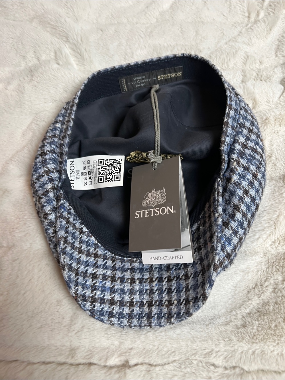 Stetson Blue and Black Houndstooth Newsboy Hat - Picture 6 of 6